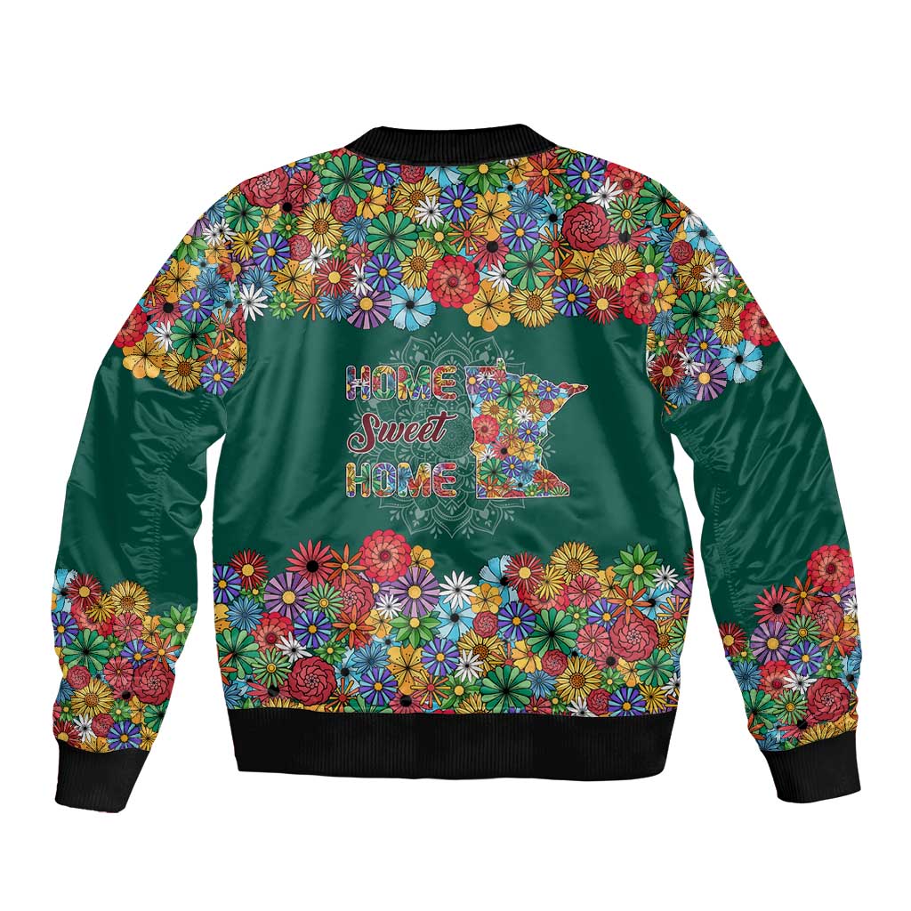 Home Sweet Home Minnesota Flower Xmas Christmas Bomber Jacket Xmas Holiday Patterns - Wonder Print Shop