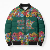 Home Sweet Home Minnesota Flower Xmas Christmas Bomber Puffer Jacket Xmas Holiday Patterns - Wonder Print Shop