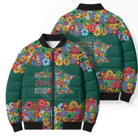 Home Sweet Home Minnesota Flower Xmas Christmas Bomber Puffer Jacket Xmas Holiday Patterns - Wonder Print Shop