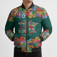 Home Sweet Home Minnesota Flower Xmas Christmas Bomber Puffer Jacket Xmas Holiday Patterns - Wonder Print Shop