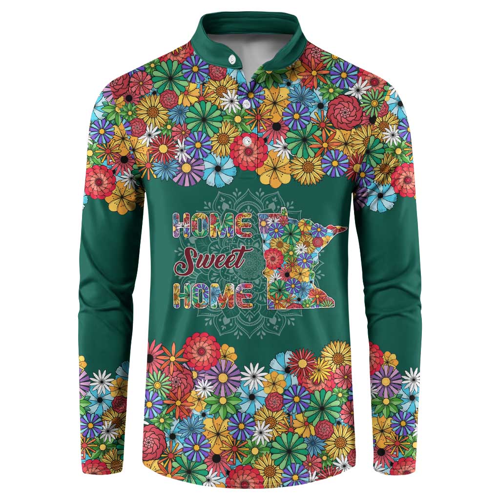 Home Sweet Home Minnesota Flower Xmas Christmas Button Sweatshirt Xmas Holiday Patterns - Wonder Print Shop