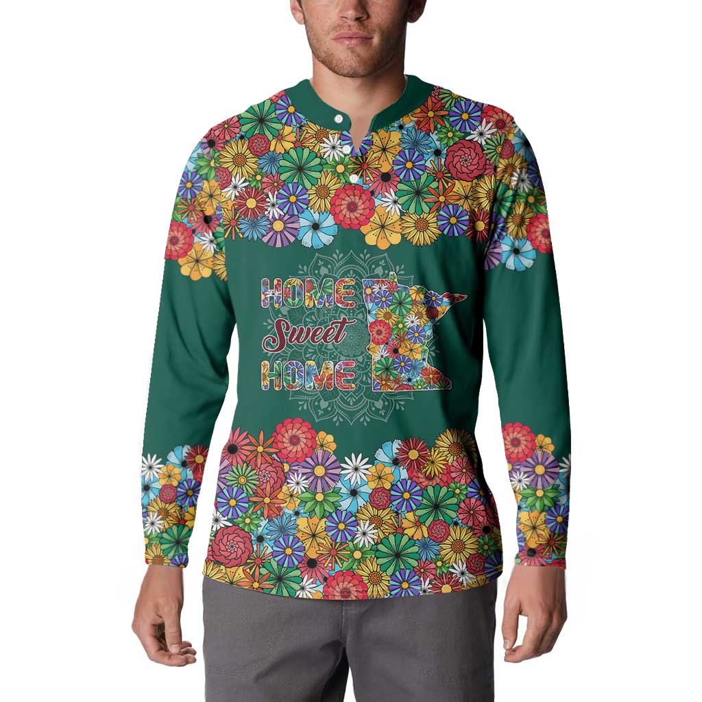 Home Sweet Home Minnesota Flower Xmas Christmas Button Sweatshirt Xmas Holiday Patterns - Wonder Print Shop