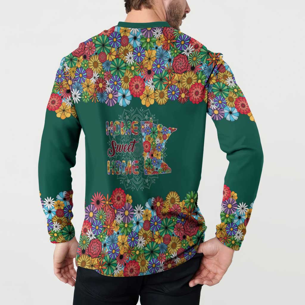 Home Sweet Home Minnesota Flower Xmas Christmas Button Sweatshirt Xmas Holiday Patterns - Wonder Print Shop