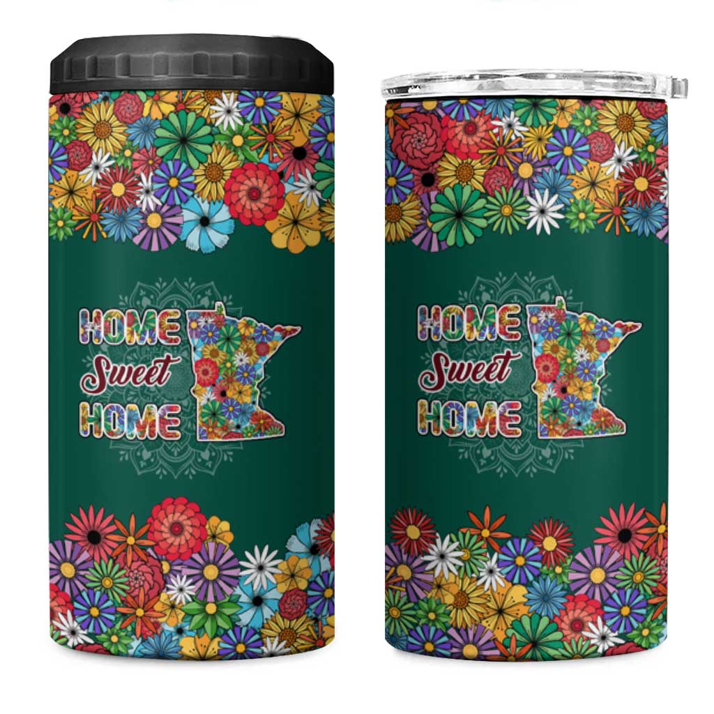 Home Sweet Home Minnesota Flower Xmas Christmas 4 in 1 Can Cooler Tumbler Xmas Holiday Patterns - Wonder Print Shop