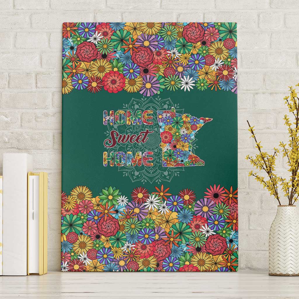 Home Sweet Home Minnesota Flower Xmas Christmas Canvas Wall Art Xmas Holiday Patterns - Wonder Print Shop