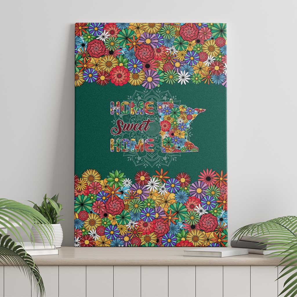 Home Sweet Home Minnesota Flower Xmas Christmas Canvas Wall Art Xmas Holiday Patterns - Wonder Print Shop