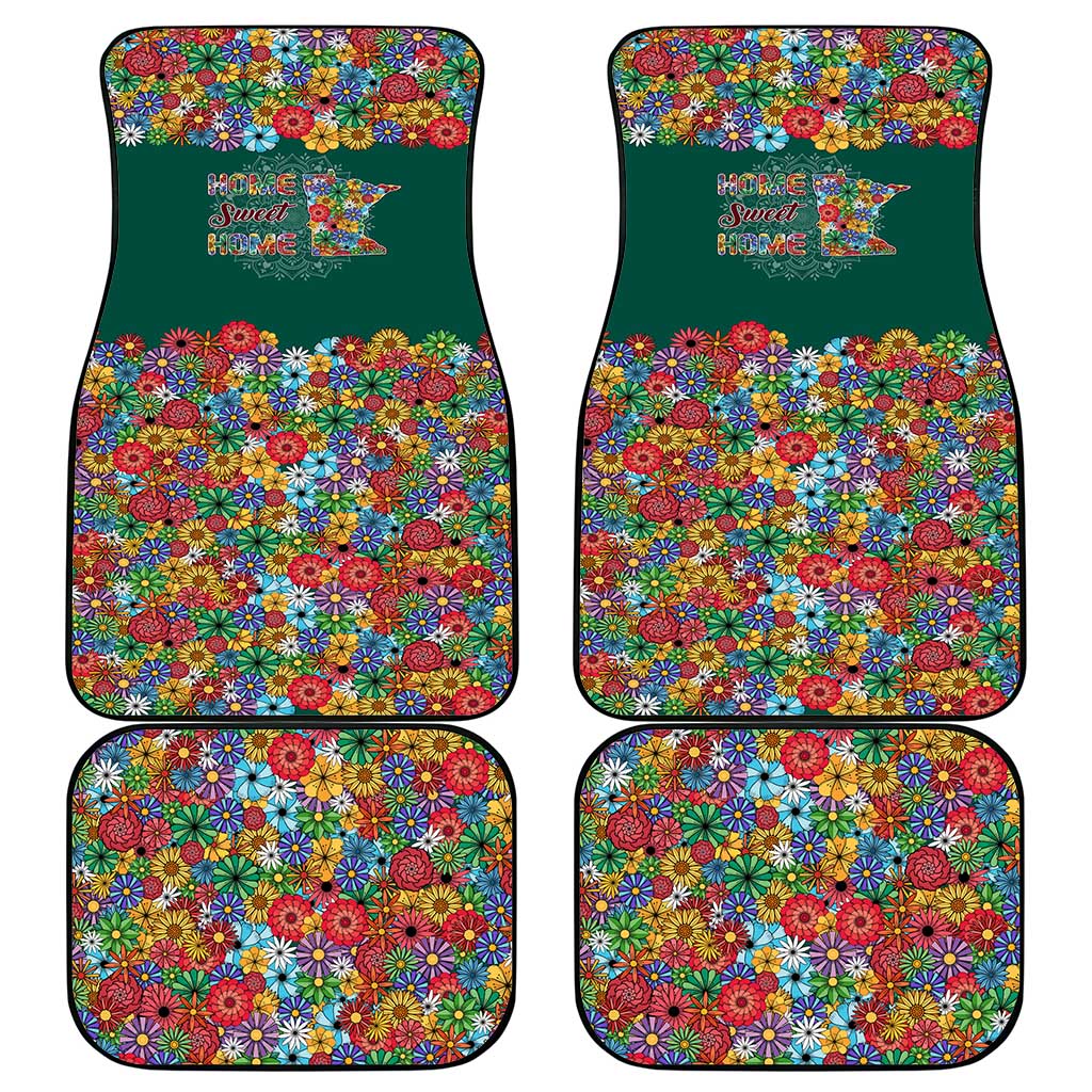 Home Sweet Home Minnesota Flower Xmas Christmas Car Mats Xmas Holiday Patterns - Wonder Print Shop