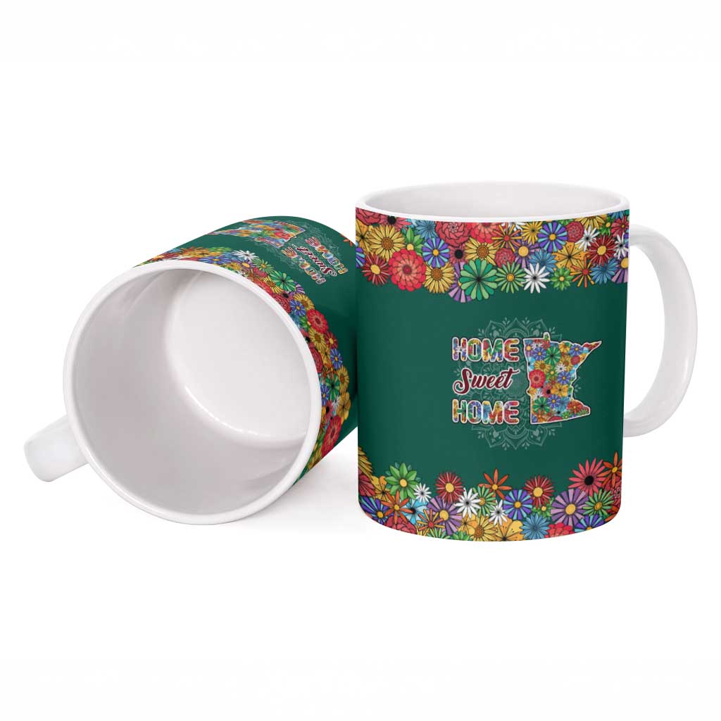 Home Sweet Home Minnesota Flower Xmas Christmas Ceramic Mug Xmas Holiday Patterns - Wonder Print Shop