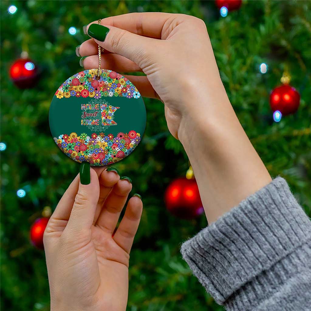 Home Sweet Home Minnesota Flower Xmas Christmas Ceramic Ornament Xmas Holiday Patterns - Wonder Print Shop