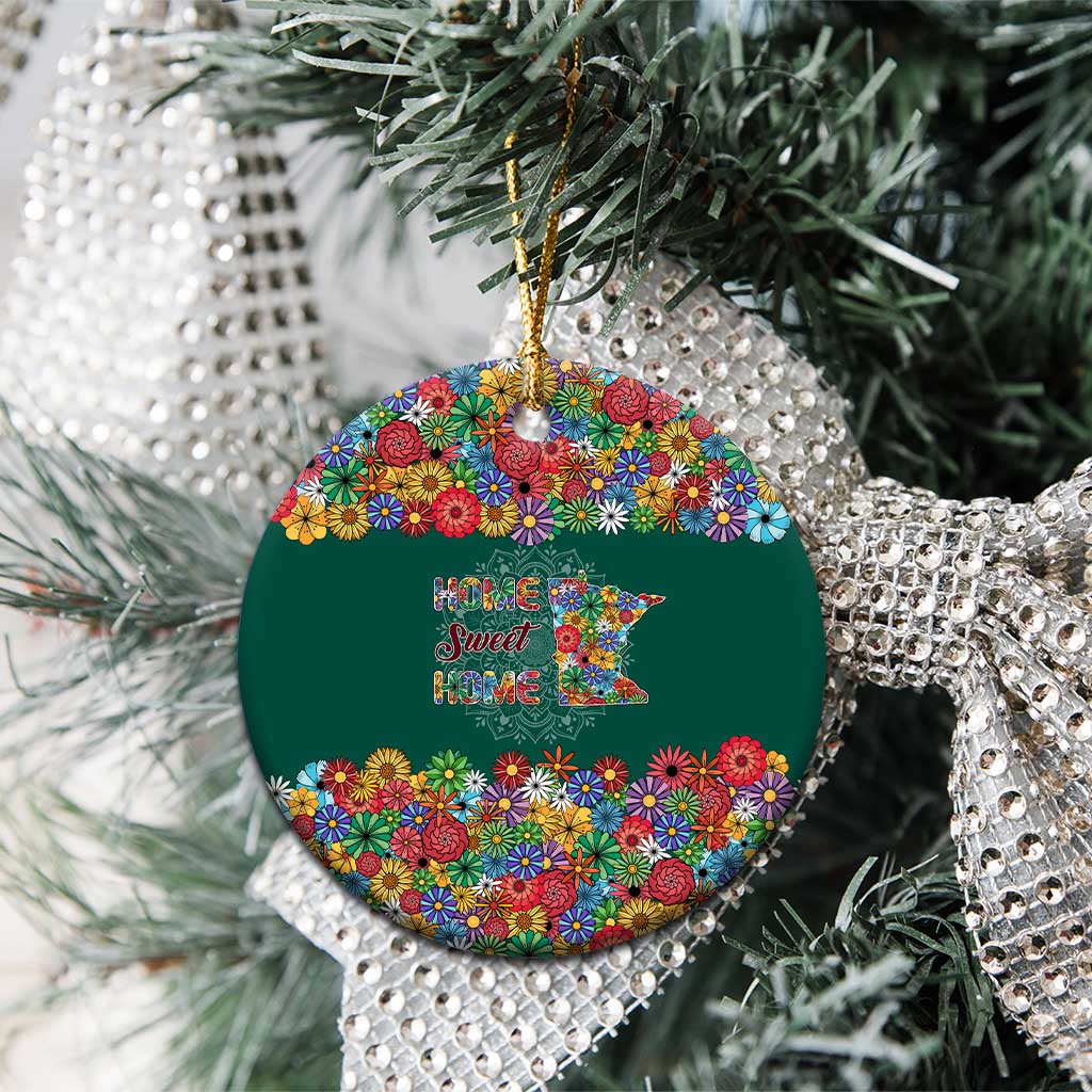 Home Sweet Home Minnesota Flower Xmas Christmas Ceramic Ornament Xmas Holiday Patterns - Wonder Print Shop