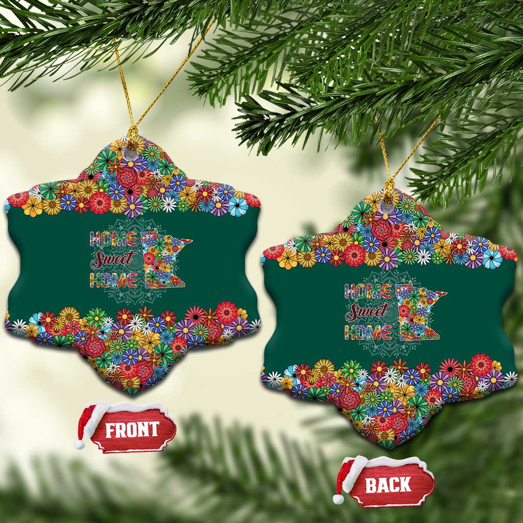 Home Sweet Home Minnesota Flower Xmas Christmas Ceramic Ornament Xmas Holiday Patterns - Wonder Print Shop