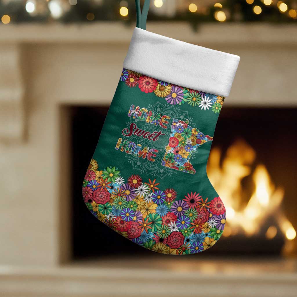 Home Sweet Home Minnesota Flower Xmas Christmas Stocking Xmas Holiday Patterns - Wonder Print Shop