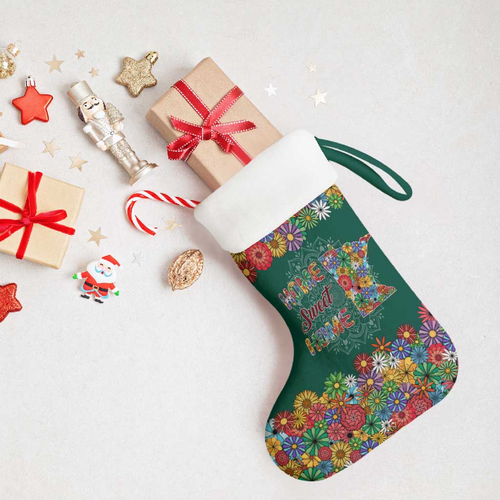 Home Sweet Home Minnesota Flower Xmas Christmas Stocking Xmas Holiday Patterns - Wonder Print Shop