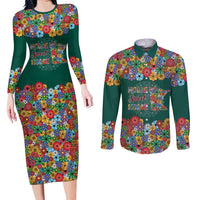 Home Sweet Home Minnesota Flower Xmas Christmas Couples Matching Long Sleeve Bodycon Dress and Long Sleeve Button Shirt Xmas Holiday Patterns - Wonder Print Shop