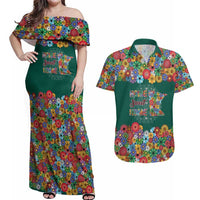 Home Sweet Home Minnesota Flower Xmas Christmas Couples Matching Off Shoulder Maxi Dress and Hawaiian Shirt Xmas Holiday Patterns - Wonder Print Shop