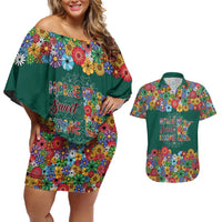Home Sweet Home Minnesota Flower Xmas Christmas Couples Matching Off Shoulder Short Dress and Hawaiian Shirt Xmas Holiday Patterns - Wonder Print Shop