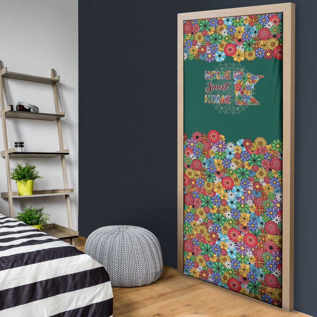 Home Sweet Home Minnesota Flower Xmas Christmas Door Cover Xmas Holiday Patterns - Wonder Print Shop