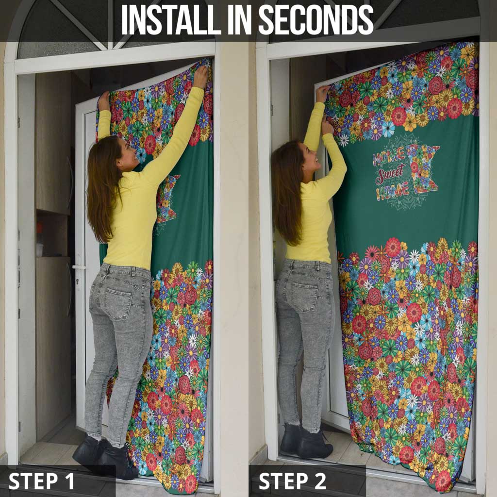 Home Sweet Home Minnesota Flower Xmas Christmas Door Cover Xmas Holiday Patterns - Wonder Print Shop