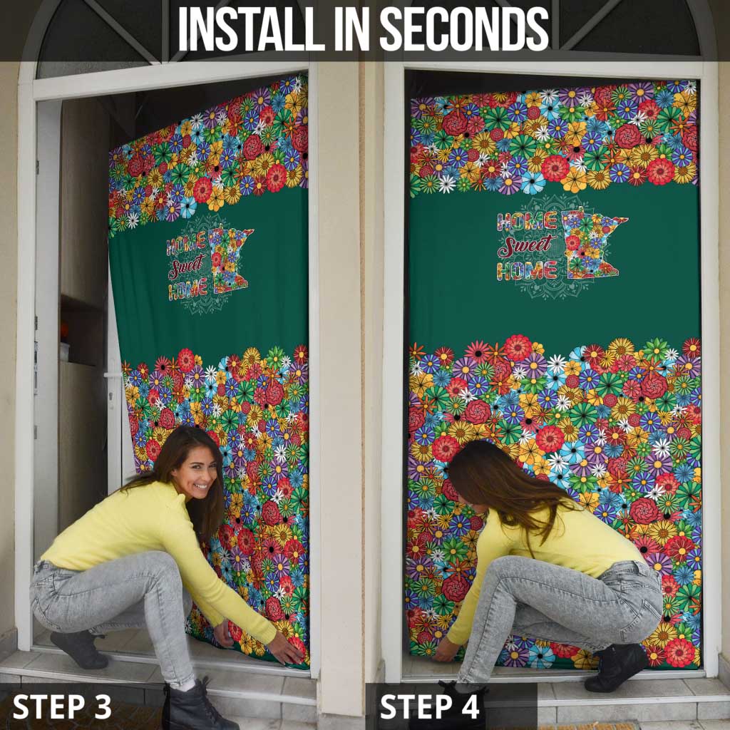 Home Sweet Home Minnesota Flower Xmas Christmas Door Cover Xmas Holiday Patterns - Wonder Print Shop