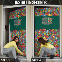 Home Sweet Home Minnesota Flower Xmas Christmas Door Cover Xmas Holiday Patterns - Wonder Print Shop