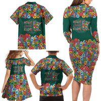 Home Sweet Home Minnesota Flower Xmas Christmas Family Matching Long Sleeve Bodycon Dress and Hawaiian Shirt Xmas Holiday Patterns - Wonder Print Shop