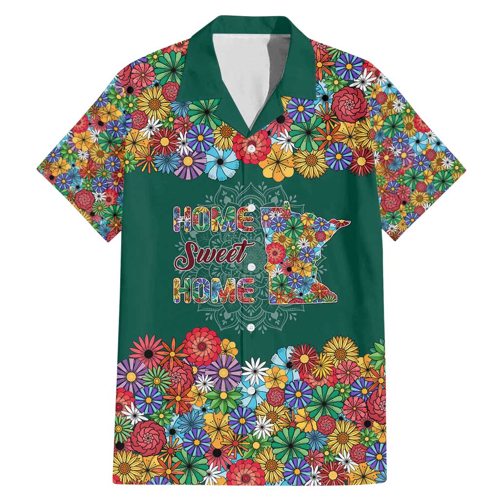 Home Sweet Home Minnesota Flower Xmas Christmas Family Matching Mermaid Dress and Hawaiian Shirt Xmas Holiday Patterns - Wonder Print Shop
