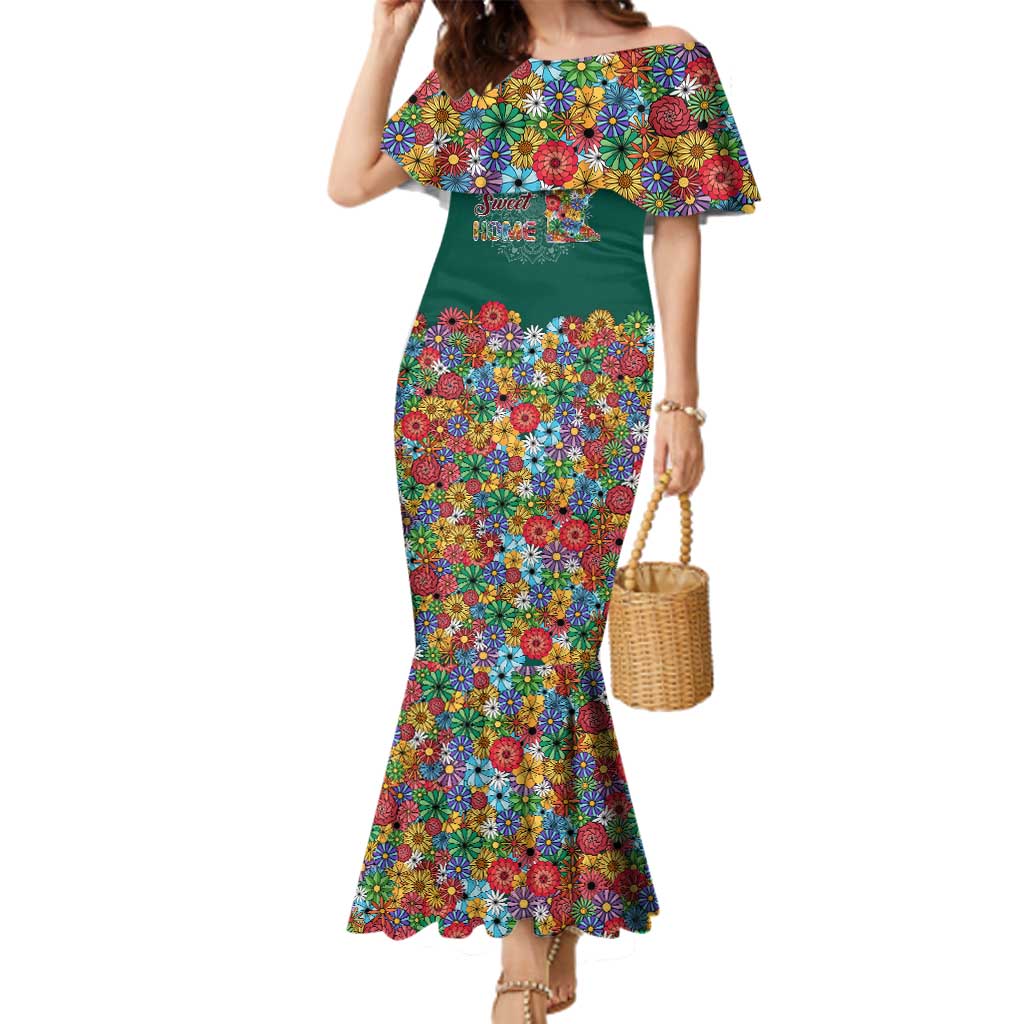 Home Sweet Home Minnesota Flower Xmas Christmas Family Matching Mermaid Dress and Hawaiian Shirt Xmas Holiday Patterns - Wonder Print Shop