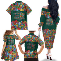 Home Sweet Home Minnesota Flower Xmas Christmas Family Matching Off The Shoulder Long Sleeve Dress and Hawaiian Shirt Xmas Holiday Patterns - Wonder Print Shop