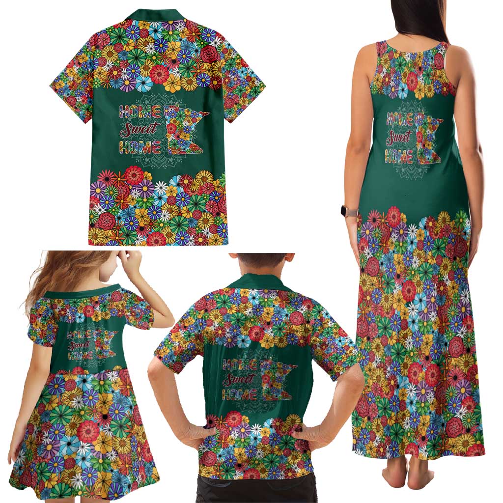 Home Sweet Home Minnesota Flower Xmas Christmas Family Matching Tank Maxi Dress and Hawaiian Shirt Xmas Holiday Patterns - Wonder Print Shop