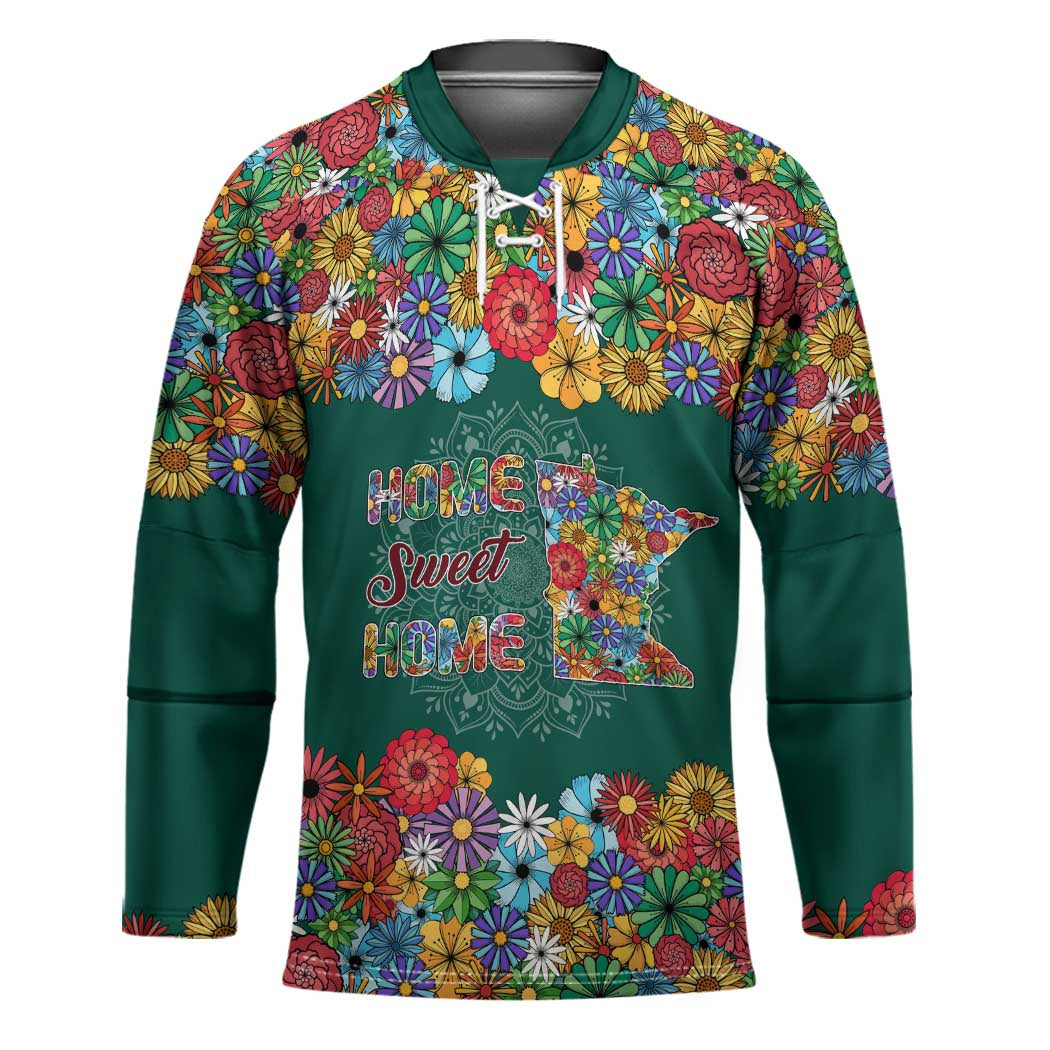 Home Sweet Home Minnesota Flower Xmas Christmas Hockey Jersey Xmas Holiday Patterns - Wonder Print Shop