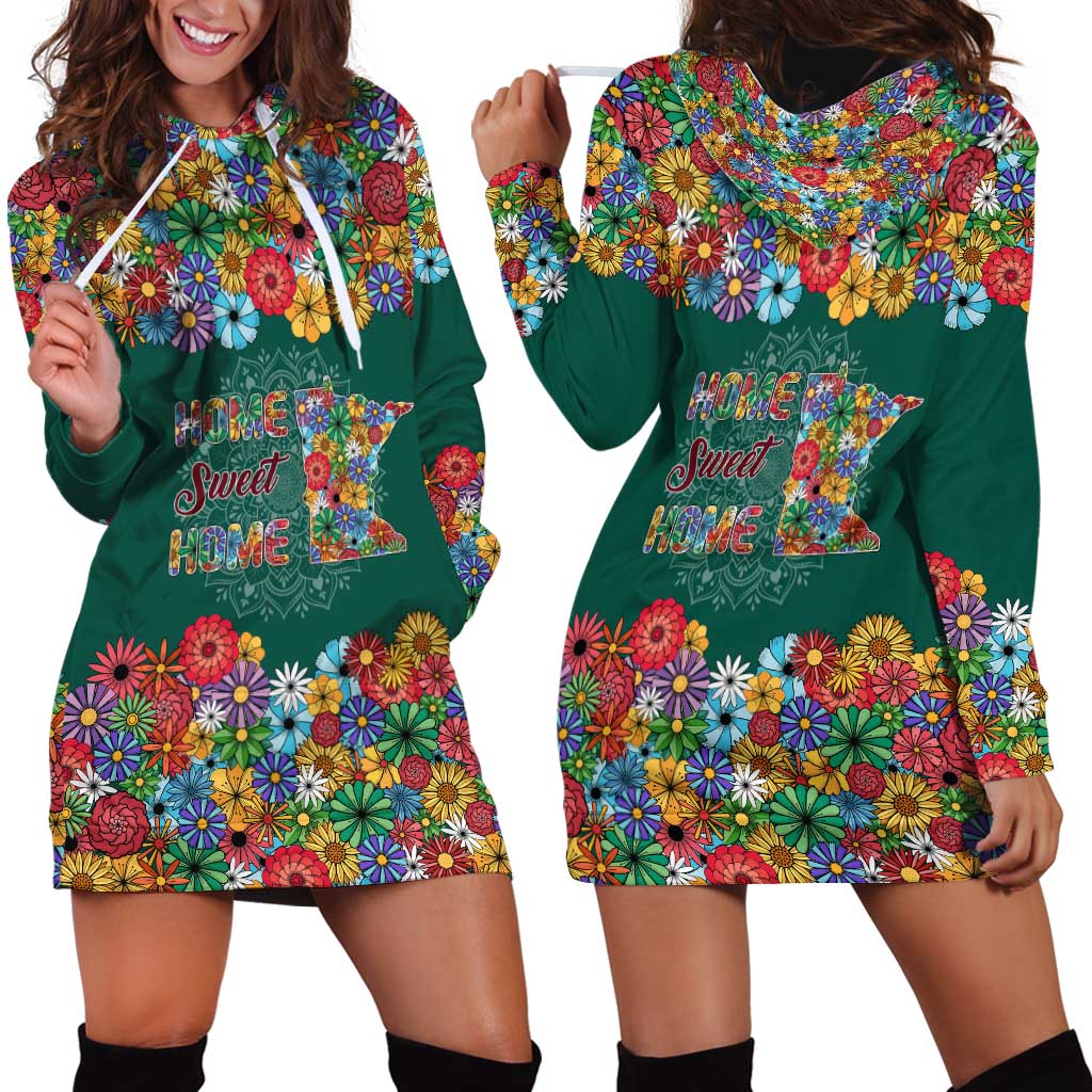 Home Sweet Home Minnesota Flower Xmas Christmas Hoodie Dress Xmas Holiday Patterns - Wonder Print Shop