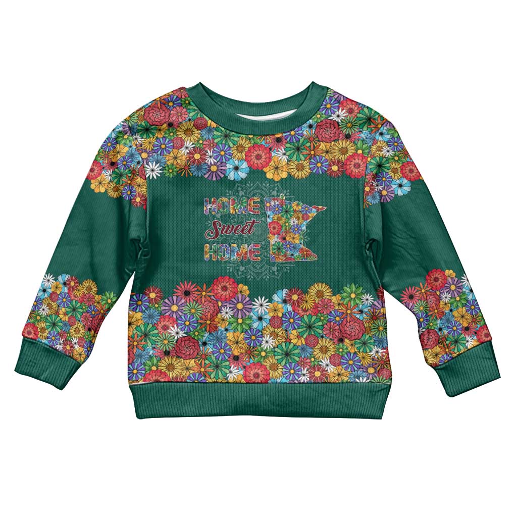 Home Sweet Home Minnesota Flower Xmas Christmas Kid Ugly Christmas Sweater Xmas Holiday Patterns - Wonder Print Shop