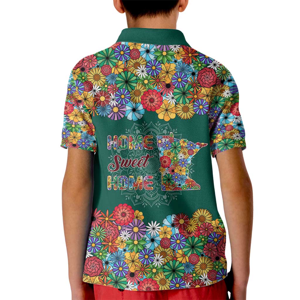 Home Sweet Home Minnesota Flower Xmas Christmas Kid Polo Shirt Xmas Holiday Patterns - Wonder Print Shop