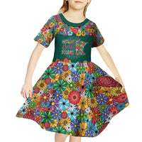Home Sweet Home Minnesota Flower Xmas Christmas Kid Short Sleeve Dress Xmas Holiday Patterns - Wonder Print Shop