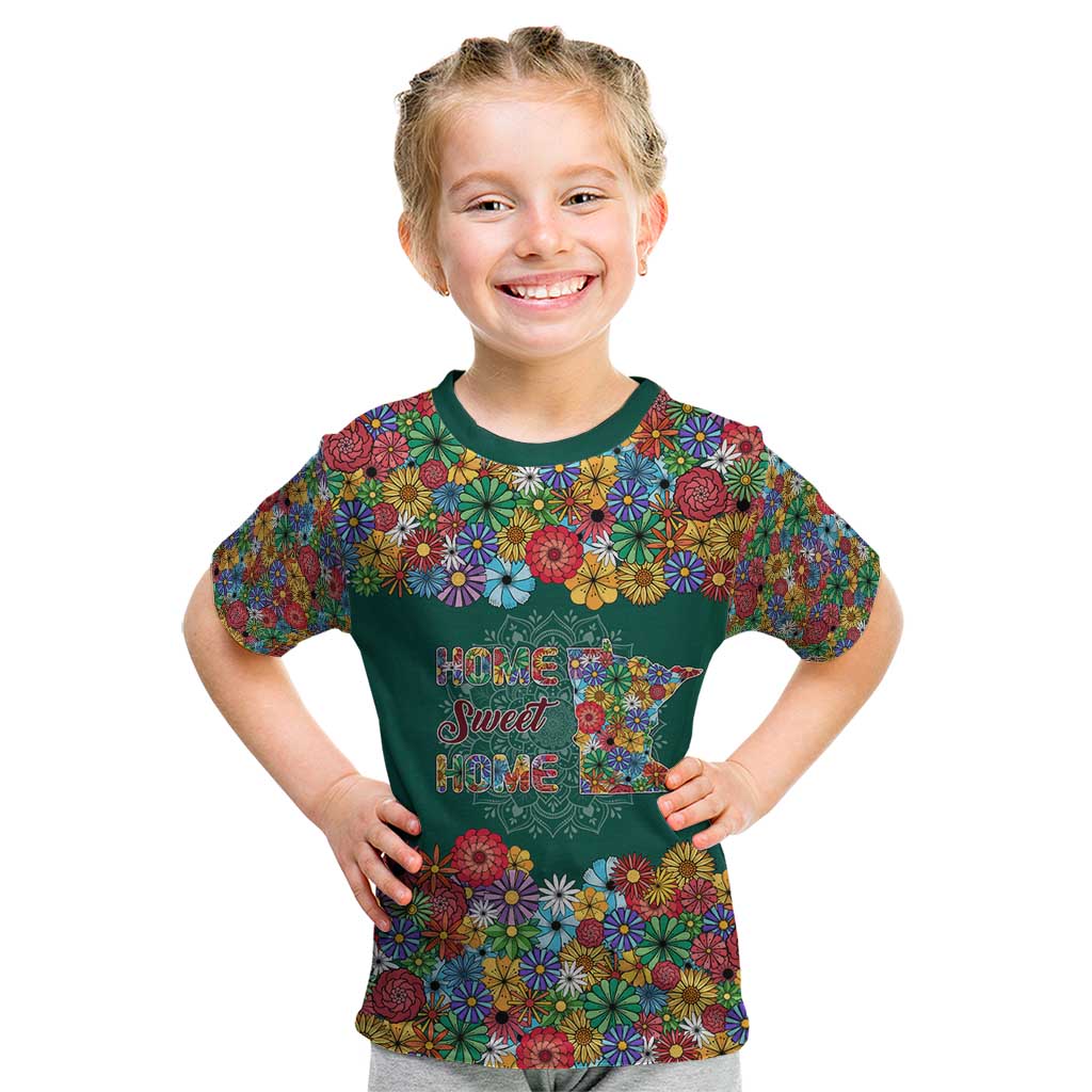 Home Sweet Home Minnesota Flower Xmas Christmas Kid T Shirt Xmas Holiday Patterns - Wonder Print Shop