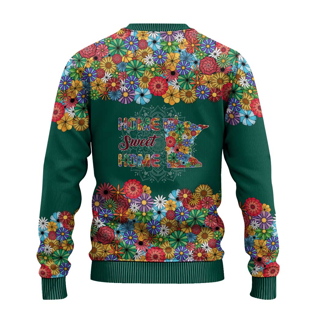 Home Sweet Home Minnesota Flower Xmas Christmas Ugly Christmas Sweater Xmas Holiday Patterns - Wonder Print Shop