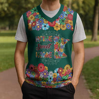 Home Sweet Home Minnesota Flower Xmas Christmas Knitted V-Neck Vest Xmas Holiday Patterns - Wonder Print Shop