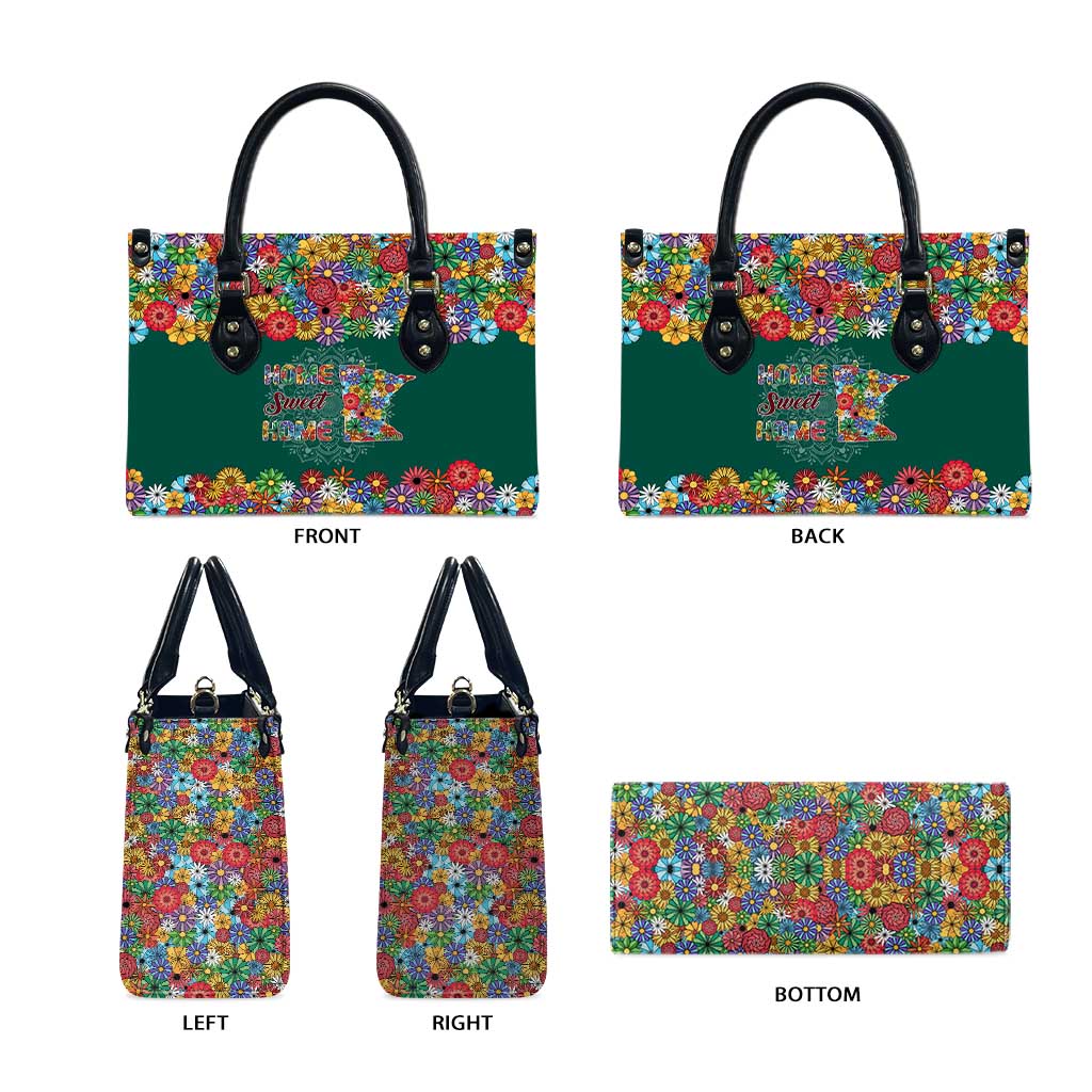 Home Sweet Home Minnesota Flower Xmas Christmas Leather Bag Xmas Holiday Patterns - Wonder Print Shop