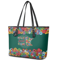 Home Sweet Home Minnesota Flower Xmas Christmas Leather Tote Bag Xmas Holiday Patterns - Wonder Print Shop