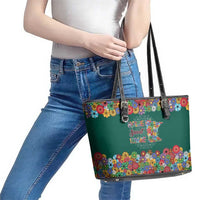 Home Sweet Home Minnesota Flower Xmas Christmas Leather Tote Bag Xmas Holiday Patterns - Wonder Print Shop