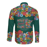 Home Sweet Home Minnesota Flower Xmas Christmas Long Sleeve Button Shirt Xmas Holiday Patterns - Wonder Print Shop