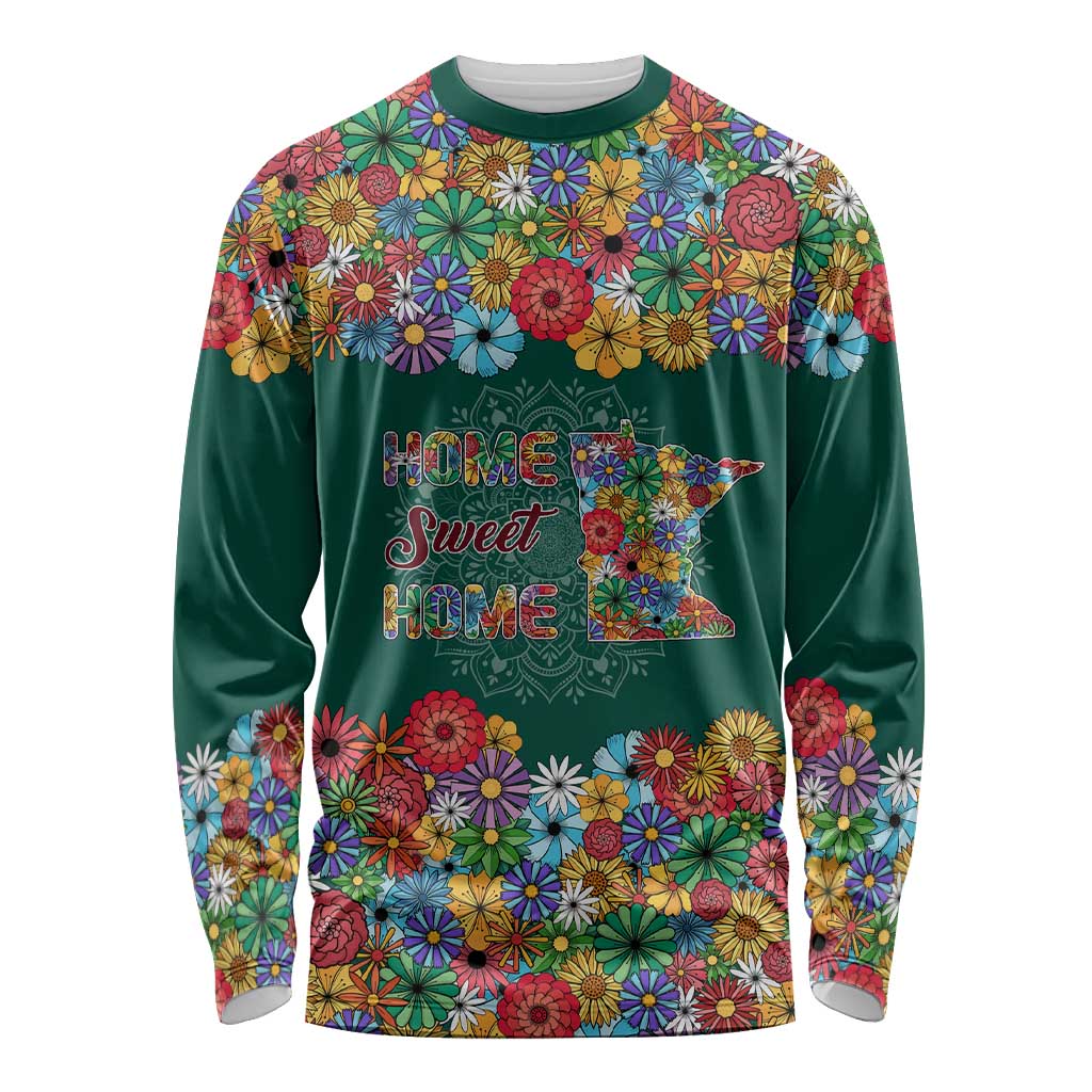 Home Sweet Home Minnesota Flower Xmas Christmas Long Sleeve Shirt Xmas Holiday Patterns - Wonder Print Shop