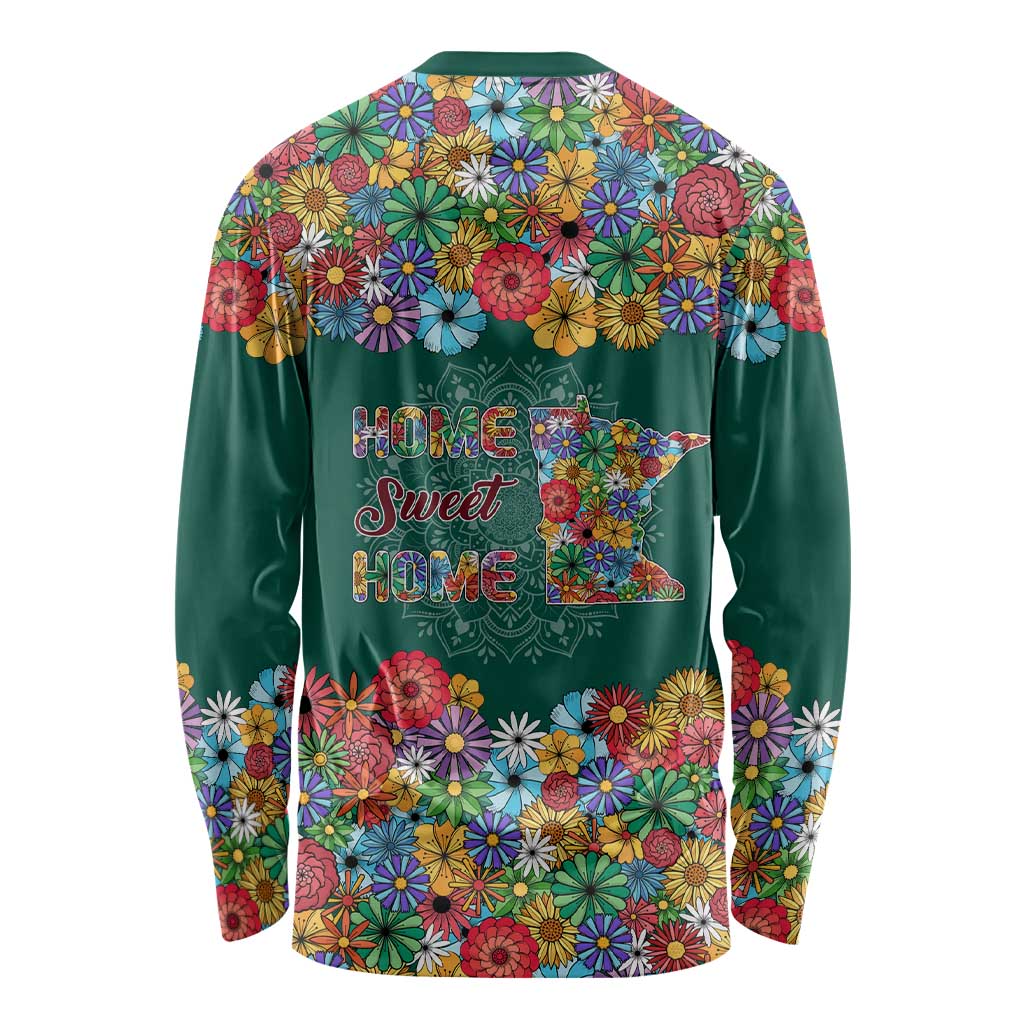 Home Sweet Home Minnesota Flower Xmas Christmas Long Sleeve Shirt Xmas Holiday Patterns - Wonder Print Shop