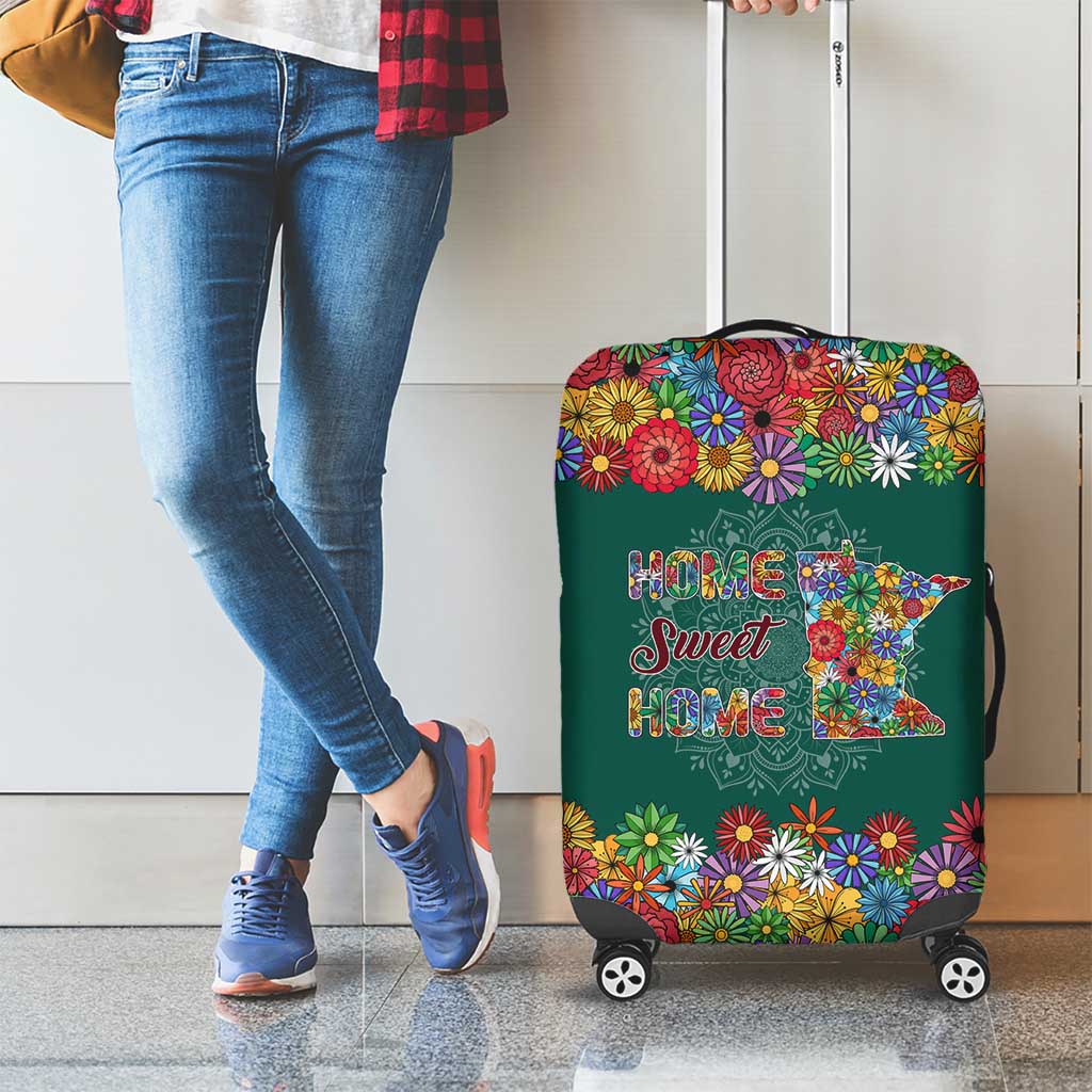 Home Sweet Home Minnesota Flower Xmas Christmas Luggage Cover Xmas Holiday Patterns - Wonder Print Shop