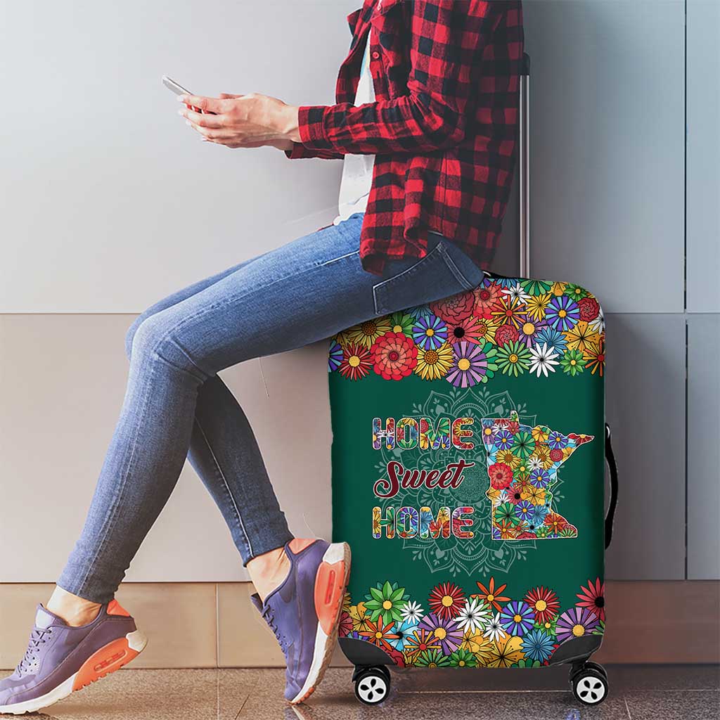 Home Sweet Home Minnesota Flower Xmas Christmas Luggage Cover Xmas Holiday Patterns - Wonder Print Shop