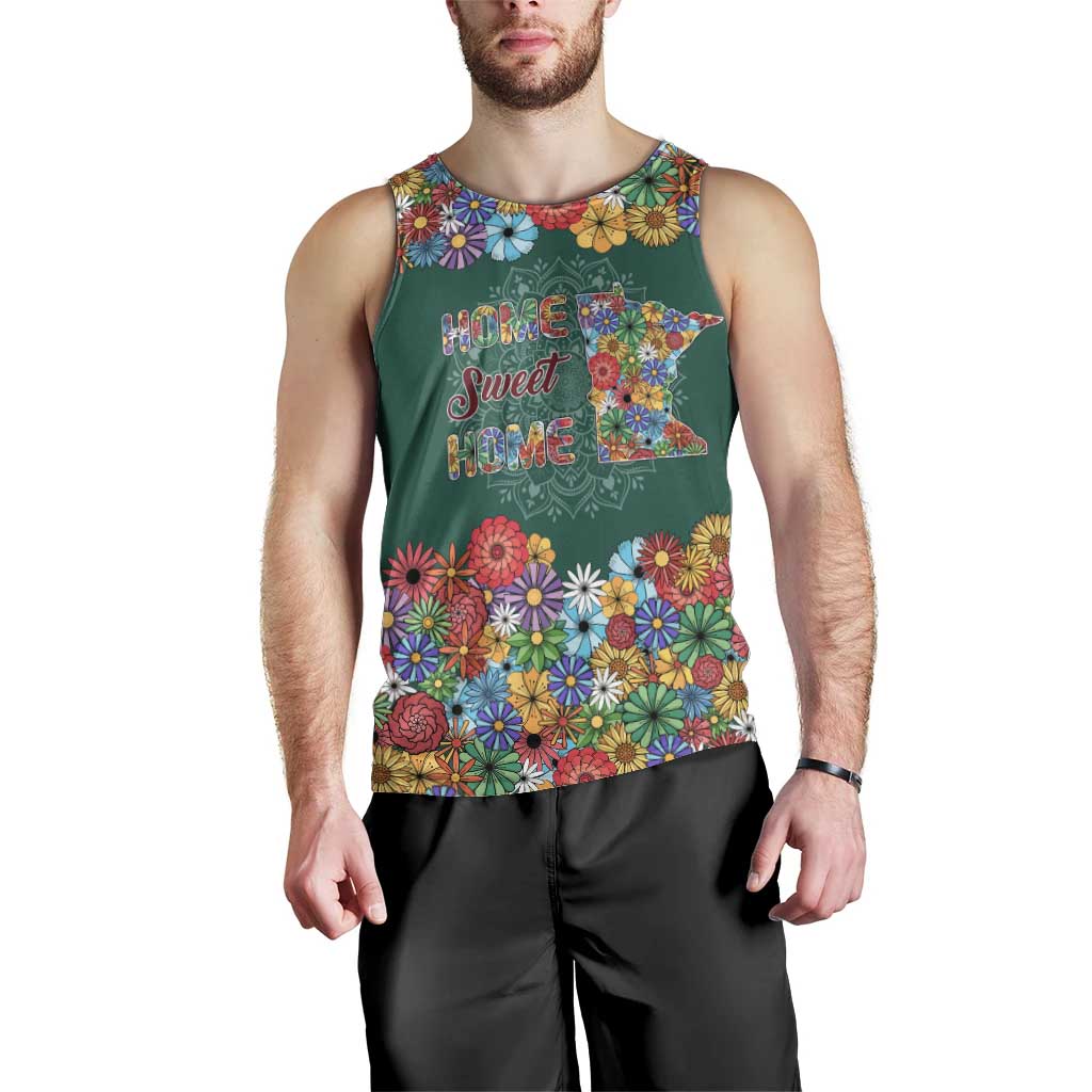 Home Sweet Home Minnesota Flower Xmas Christmas Men Tank Top Xmas Holiday Patterns - Wonder Print Shop