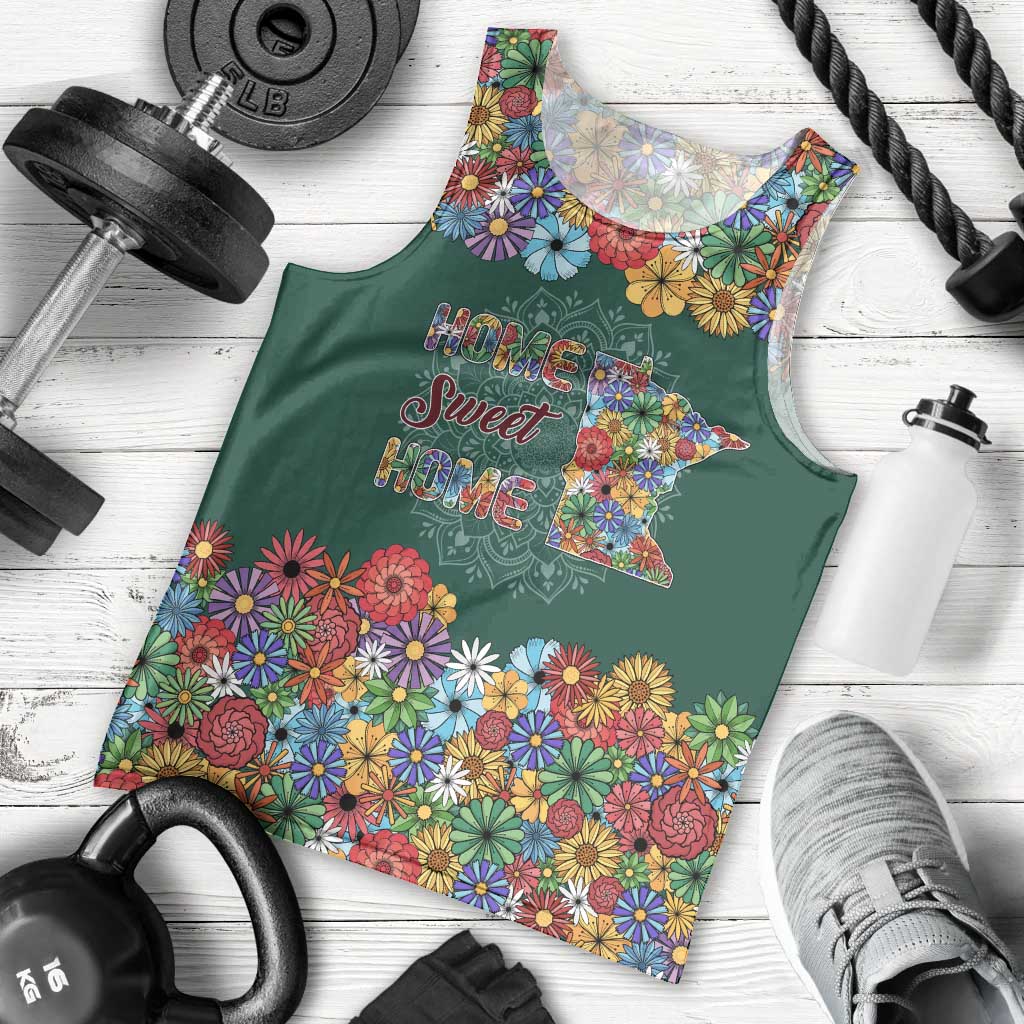 Home Sweet Home Minnesota Flower Xmas Christmas Men Tank Top Xmas Holiday Patterns - Wonder Print Shop