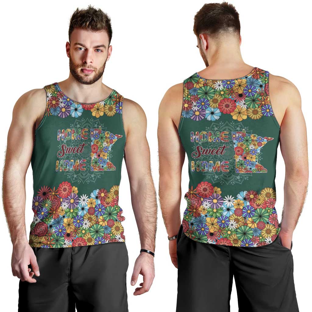 Home Sweet Home Minnesota Flower Xmas Christmas Men Tank Top Xmas Holiday Patterns - Wonder Print Shop