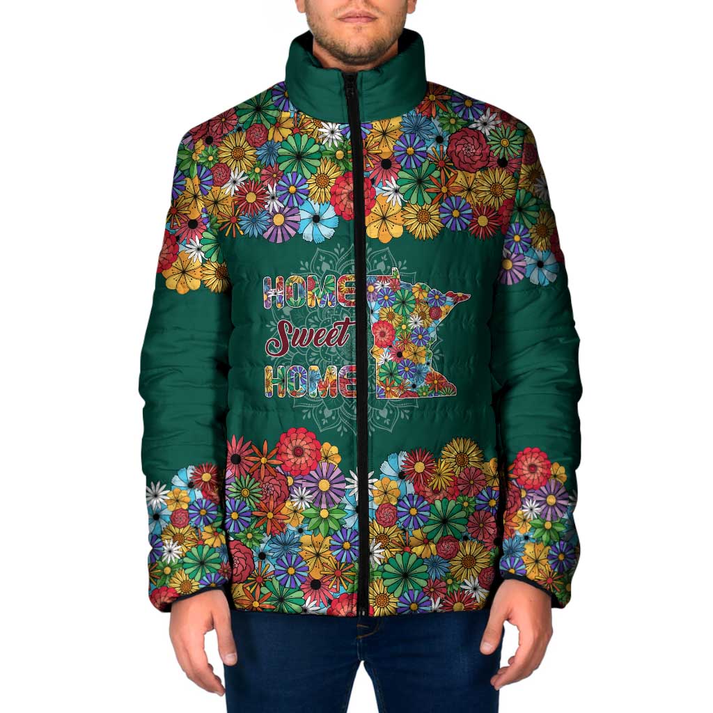 Home Sweet Home Minnesota Flower Xmas Christmas Padded Jacket Xmas Holiday Patterns - Wonder Print Shop
