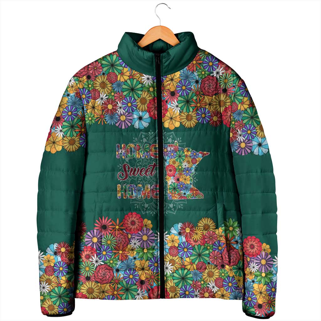 Home Sweet Home Minnesota Flower Xmas Christmas Padded Jacket Xmas Holiday Patterns - Wonder Print Shop
